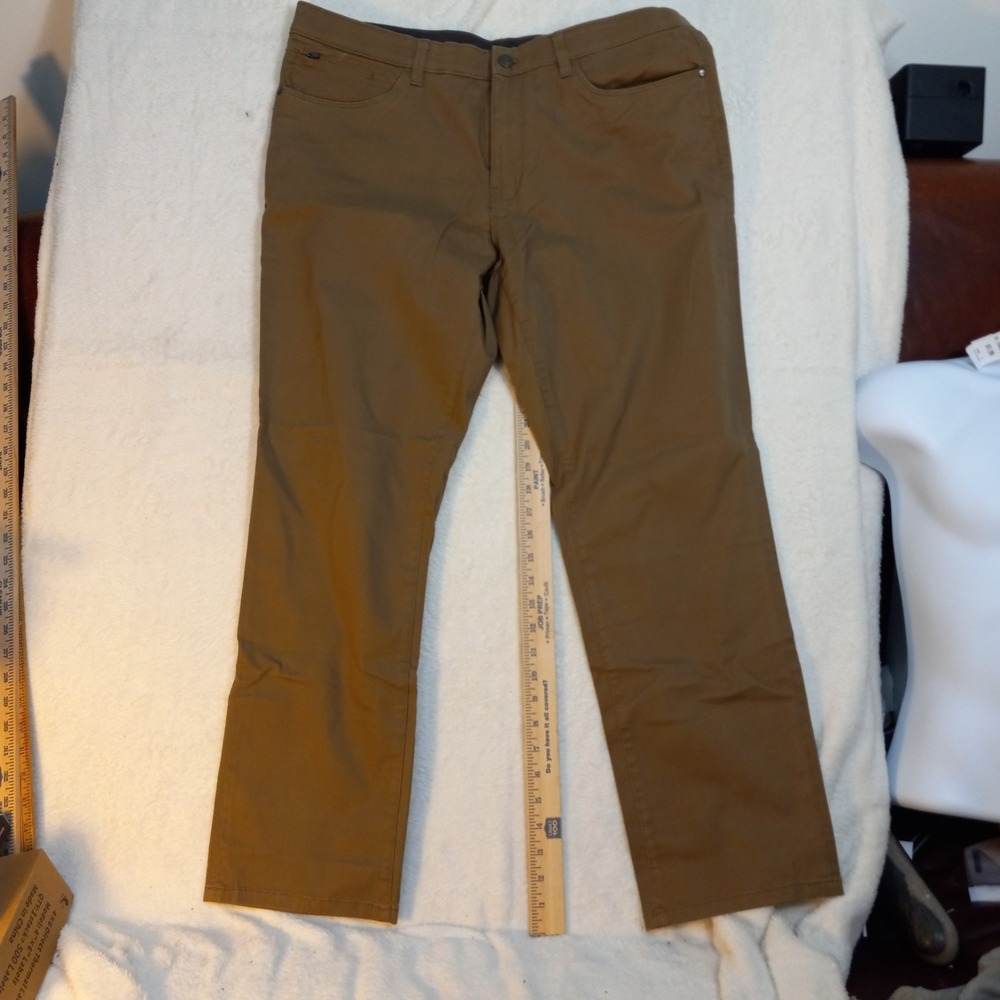 English laundry Men's 36 x 30 Brown Denim Jeans Hemmed Straight Leg cotton blend